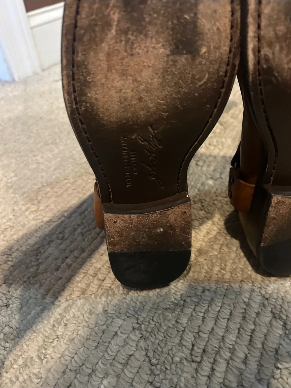 Frye Tall Cognac Leather Harness Riding Boots